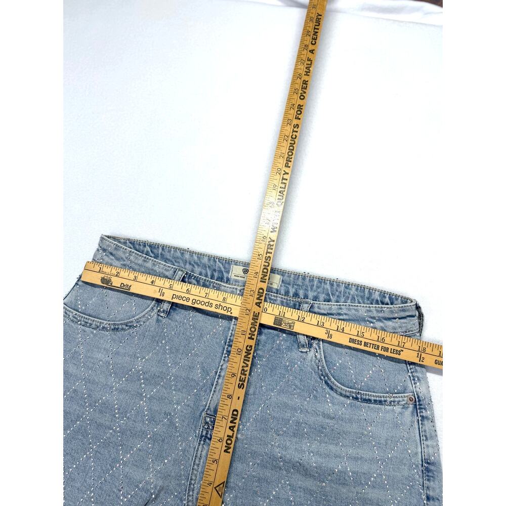 Rock & Roll Denim Diamond Stud Shorts Size 33 Raw Hem Stretch High Rise Sparkle - Picture 5 of 6